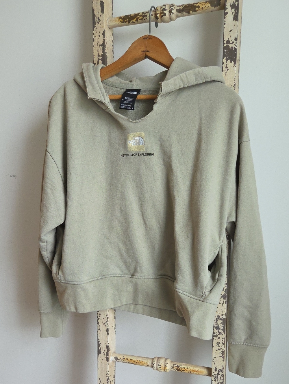 The North Face Sage Green Cropped Logo Hoodie